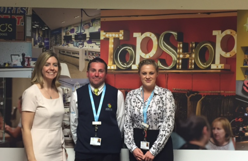 Andrea with Peter and Steph at White Rose. Peter is a jobs fair success story